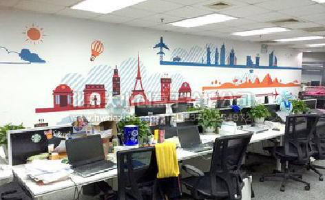 共青城教你设计办公室墙绘的方法。